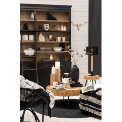 Bibliotheque + Echelle Bois Noir/Naturel