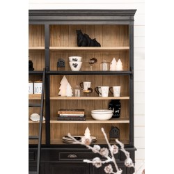 Bibliotheque + Echelle Bois Noir/Naturel