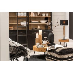 Bibliotheque + Echelle Bois Noir/Naturel