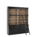 Bibliotheque + Echelle Bois Noir/Naturel