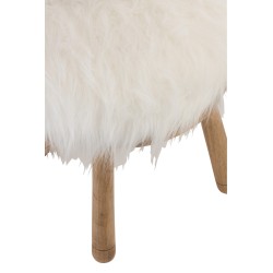 Chaise avec oreille de mouton en bois marron et textile blanc 36x36x56 cm