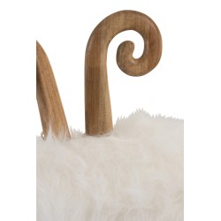 Chaise avec oreille de mouton en bois marron et textile blanc 36x36x56 cm
