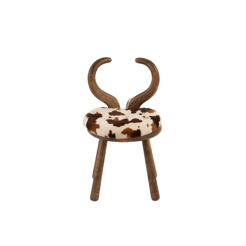 Chaise avec corne de vache en bois et textile marron 36x36x58 cm Chaise avec corne de vache en bois et textile marron 36x36x58 cm