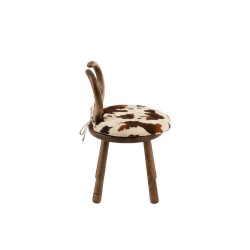 Chaise avec corne de vache en bois et textile marron 36x36x58 cm