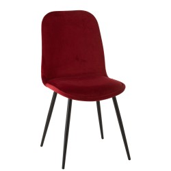 Silla de 4 patas de tela Bordeaux 46.5x44.5x86 cm