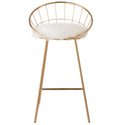 Chaise de bar ronde en métal or 54x52x102 cm