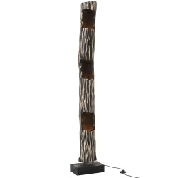 LAMPE TRONC OUVERT 3 TROUS PAULOWNIA RAYE NOIR BEIGE