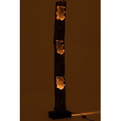 LAMPE TRONC OUVERT 3 TROUS PAULOWNIA RAYE NOIR BEIGE