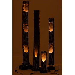LAMPE TRONC OUVERT 3 TROUS PAULOWNIA RAYE NOIR BEIGE