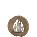 Famille debout dans rond en bois de manguier naturel 30x6x30cm Famille debout dans rond en bois de manguier naturel 30x6x30cm