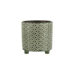 Vaso di fiori in ceramica verde su gambe D. 16,5 cm