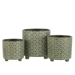 Cache-pot sur pieds en céramique verte D. 16.5 cm