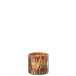 Photophore chic en verre marrons et dorées D8cm