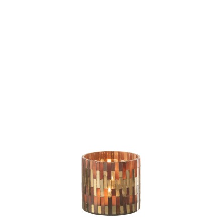Photophore chic en verre marrons et dorées D8cm