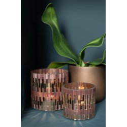 Photophore chic en verre marrons et dorées D8cm