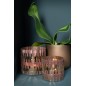 Portavelas elegante de vidrio marrón y dorado de 8 cm de diámetro
