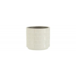 Cachepot de cerámica brillante color blanco D12cm