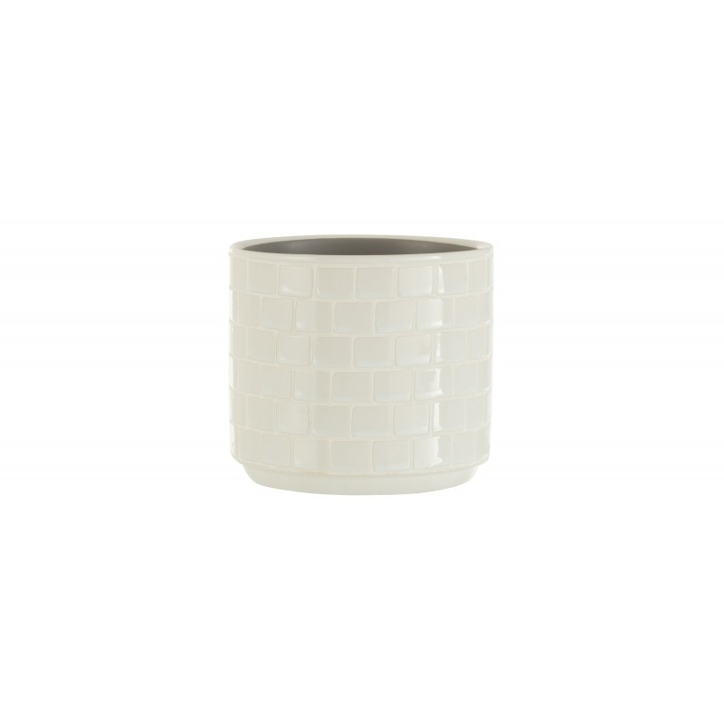 Cache-pot en céramique blanc 13x13x11 cm