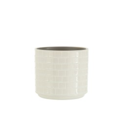 Cache-pot en céramique blanc 13x13x11 cm