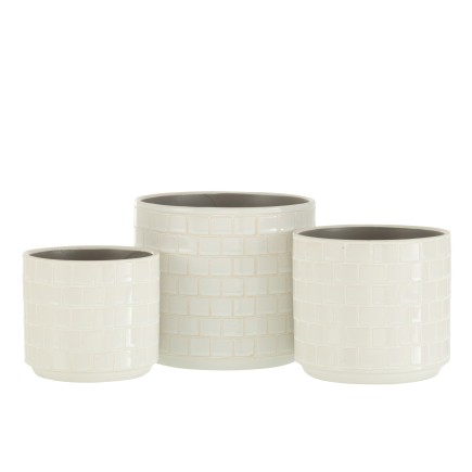 Vaso di fiori in ceramica bianca 17x17x15 cm