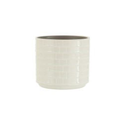 Macetero de cerámica blanco de 17x17x15 cm
