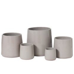 Cache-pot rond en céramique grise 13x15x13cm