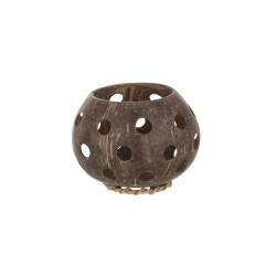 Photophore en noix de coco ajouré marron D11cm