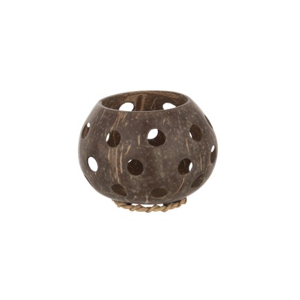 Photophore en noix de coco ajouré marron D11cm