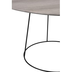 Mesa de salón ovalada en piel sintética - madera - metal gris 69x55x45 cm