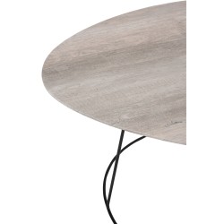 Mesa de salón ovalada en piel sintética - madera - metal gris 69x55x45 cm