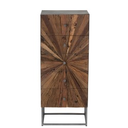 ARMOIRE SHANIL 5 TIROIRS BOIS/METAL NATUREL/GRIS