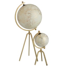 Globe terrestre sur pied en métal or 19x17x39 cm