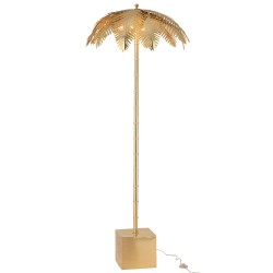 LAMPE SUR PIED FEUILLES DE COCO ACIER OR