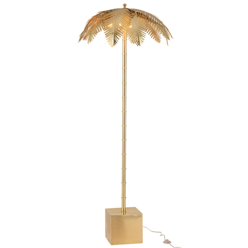 LAMPE SUR PIED FEUILLES DE COCO ACIER OR