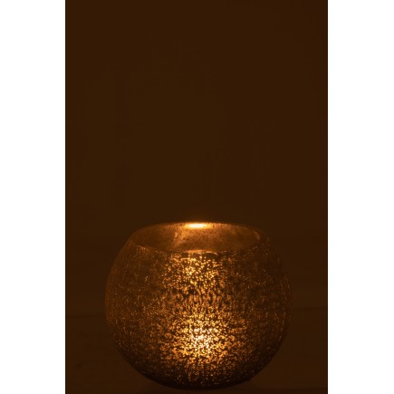 Photophore boule en verre argent 15x15x11.5 cm