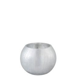 Photophore boule en verre argent 15x15x11.5 cm