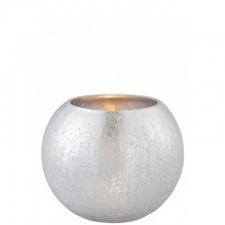 Photophore boule en verre argent 21x21x15.5 cm