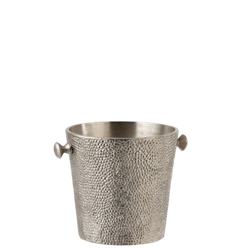 Seau à glace rugueux en aluminium argent 21x21x21cm