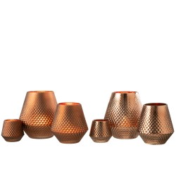 Conjunto de 2 portavelas de vidrio cobre 10x10x10 cm