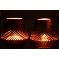 Conjunto de 2 portavelas de vidrio cobre 24x24x23 cm
