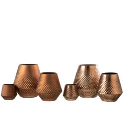 Conjunto de 2 portavelas de vidrio cobre 24x24x23 cm