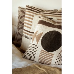 Coussin carré en tissu beige 43x43x15 cm