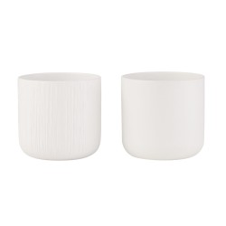 Set de 2 cachepots en céramique blanc 15x15x14.5 cm