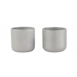Set de 2 macetas de cerámica gris 7x7x6.5 cm