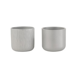 Set de 2 cache-pots en céramique gris 7x7x6.5 cm