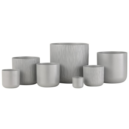 Set de 2 cache-pots en céramique gris 7x7x6.5 cm