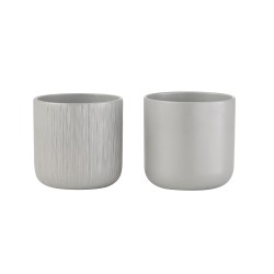 Set de 2 cachepots en céramique gris 11x11x11 cm