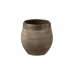 Cachepot de cerámica marrón de 19x19x19 cm