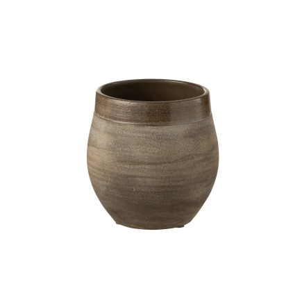 Macetero de cerámica marrón de 19x19x19 cm