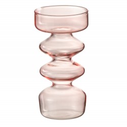 Vase en verre rose 7.5x7.5x14 cm